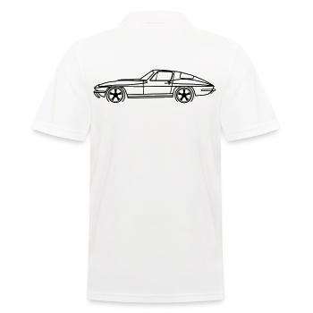 C2 Line Silhouette – Retro Muscle Art - Männer Poloshirt - Weiß - Hinten - Kai (181cm)