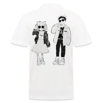 Japanische Coolness in Schwarz-Weiß - Männer Poloshirt - Weiß - Hinten - Kai (181cm)