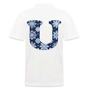 Buchstabe U Schneeflocken - Männer Poloshirt - Weiß - Hinten - Kai (181cm)