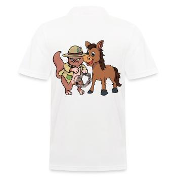 Wild West Cat Donkey Horse Rider Farmer Child - Men's Polo Shirt - white - Back - Kai (181cm)