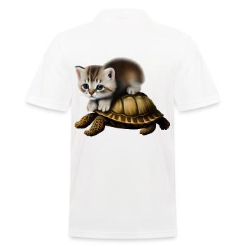 Cat on turtle - Men's Polo Shirt - white - Back - Kai (181cm)