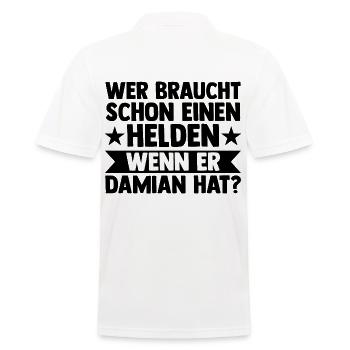 Vorname Damian - Männer Poloshirt - Weiß - Hinten - Kai (181cm)