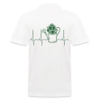 Blumen EKG, Gärtner, Gärtnerin, Herzschlag Garten - Männer Poloshirt - Weiß - Hinten - Kai (181cm)