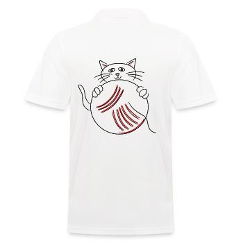 Cute cat with ball of wool gift idea - Men's Polo Shirt - white - Back - Kai (181cm)