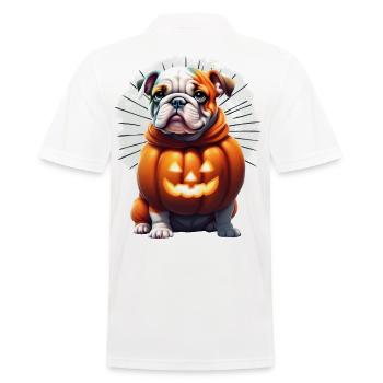 Bulldogge Halloween Hund HUNDE - Männer Poloshirt - Weiß - Hinten - Kai (181cm)