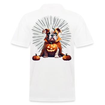 Bulldogge Halloween Hund HUNDE - Männer Poloshirt - Weiß - Hinten - Kai (181cm)