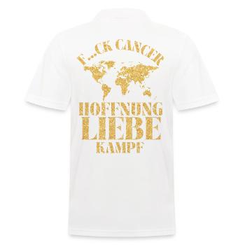 F...CK CANCER - HOFFNUNG, LIEBE & Kampf - Männer Poloshirt - Weiß - Hinten - Kai (181cm)