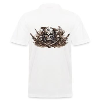 Halloween Pirate Flag Skull Buccaneer Design - Men's Polo Shirt - white - Back - Kai (181cm)