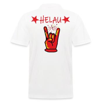 Helau,Rock Hand,Mainz Fastnacht Kostüm Shirt Musik - Männer Poloshirt - Weiß - Hinten - Kai (181cm)