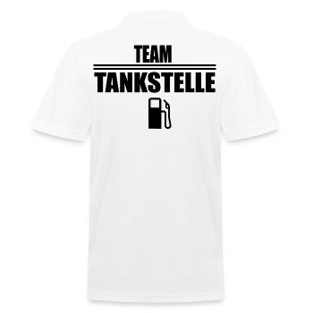 Team Tankstelle, Kasse Tankwart shirt Geschenk - Männer Poloshirt - Weiß - Hinten - Kai (181cm)