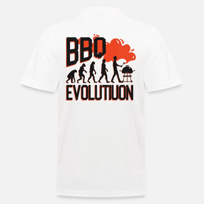 BBQ Evolution, Barbecue, Barbecue, Barbecue, Camicia Party - Polo da uomo - bianco