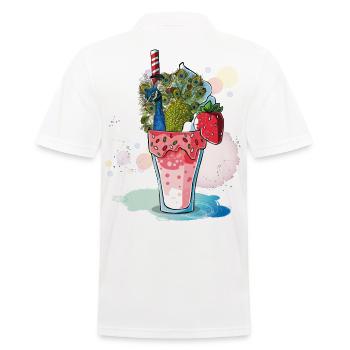 Pfau - Männer Poloshirt - Weiß - Hinten - Kai (181cm)