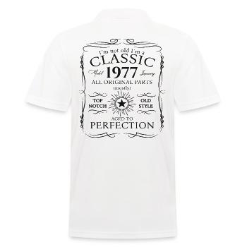 Born 1977 January 46th birthday Gift man - Men's Polo Shirt - white - Back - Kai (181cm)