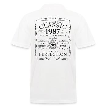 Né 1987 Janvier 36th anniversaire Homme cadeau - Polo Homme - blanc - Dos - Kai (181cm)