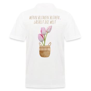 Blumen Garten Gärtner Blumenstrauß BLUMENLIEBE - Männer Poloshirt - Weiß - Hinten - Kai (181cm)