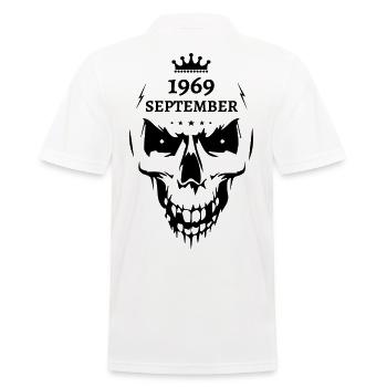 September 1969 Skull - Men's Polo Shirt - white - Back - Kai (181cm)