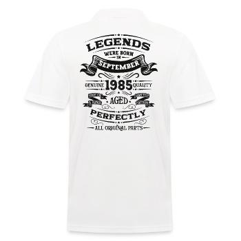 40th Birthday Vintage September 1985 Legend 85 - Men's Polo Shirt - white - Back - Kai (181cm)