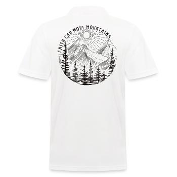 Faith can move Mountains, christliches Geschenk. - Männer Poloshirt - Weiß - Hinten - Kai (181cm)
