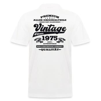 50th Birthday Gift Husband Original February 1975 - Men's Polo Shirt - white - Back - Kai (181cm)