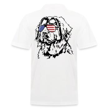 LEONBERGER Amerika Fahne Hunde Wilsigns - Männer Poloshirt - Weiß - Hinten - Kai (181cm)
