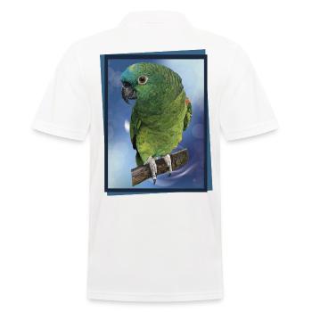Die Blaustirnamazone - Männer Poloshirt - Weiß - Hinten - Kai (181cm)