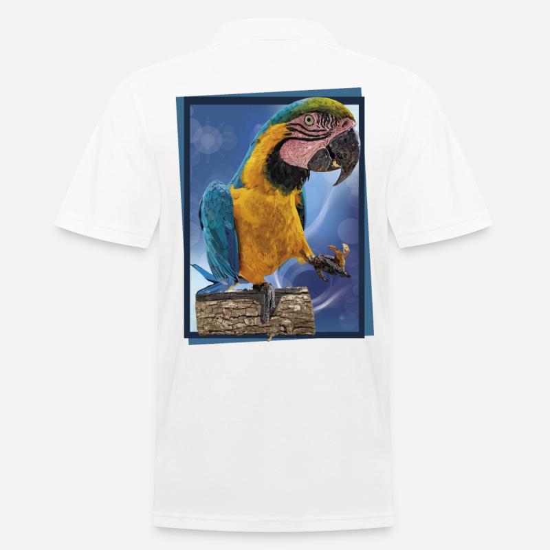Der blau-gelbe Ara - Männer Poloshirt - Weiß