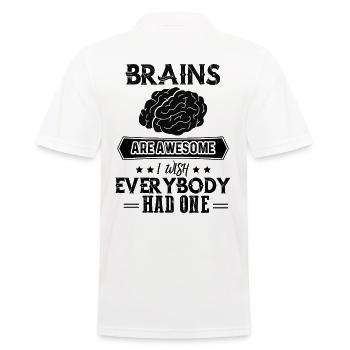 Brains Are Awesome - Männer Poloshirt - Weiß - Hinten - Kai (181cm)
