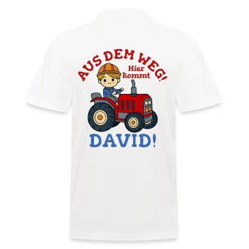 David Name Tractor - Men's Polo Shirt - white - Back - Kai (181cm)
