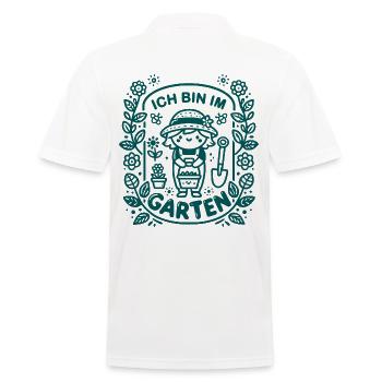 Ich bin im Garten - Männer Poloshirt - Weiß - Hinten - Kai (181cm)
