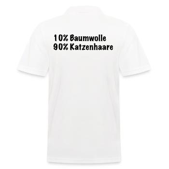 10% Baumwolle, 90% Katzenhaare | Katzen T-Shirt - Männer Poloshirt - Weiß - Hinten - Kai (181cm)