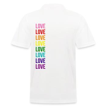 REGENBOGEN LOVE LIEBE GAY PRIDE LBGT HOMOSEXUELL - Männer Poloshirt - Weiß - Hinten - Kai (181cm)