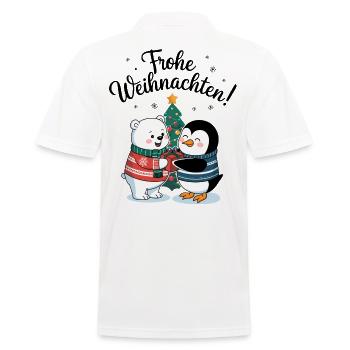 Eisbär Pinguin Frohe Weihnachten Tannenbaum süß - Männer Poloshirt - Weiß - Hinten - Kai (181cm)