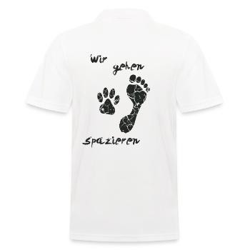 "We're going for a walk" T-shirt for dog lovers - Men's Polo Shirt - white - Back - Kai (181cm)