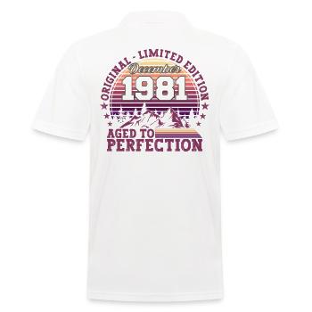 Original December 1981 41st birthday gift - Men's Polo Shirt - white - Back - Kai (181cm)