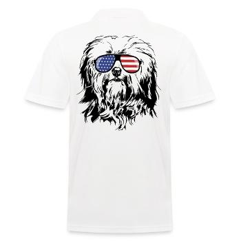 HAVANESE Amérique Drapeau Chien Chiens Lunettes Wilsigns - Polo Homme - blanc - Dos - Kai (181cm)