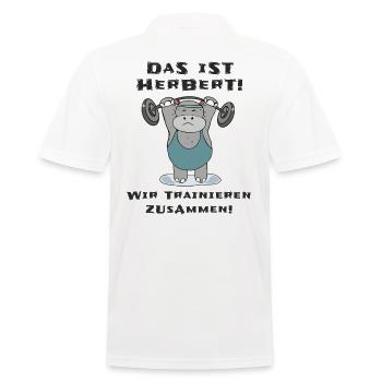 Das ist Herbert wir trainieren zusammen Krafsport - Männer Poloshirt - Weiß - Hinten - Kai (181cm)