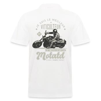 Motard le meilleur viticulteur cadeau vigneron - Polo Homme - blanc - Dos - Kai (181cm)