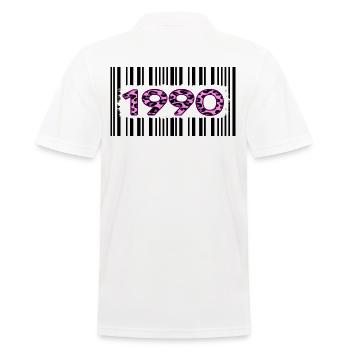 1990 geburtstag barcode rosa leopard retro party - Männer Poloshirt - Weiß - Hinten - Kai (181cm)