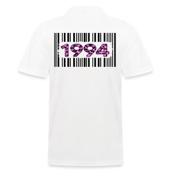 1994 geburtstag barcode rosa leopard retro party - Männer Poloshirt - Weiß - Hinten - Kai (181cm)