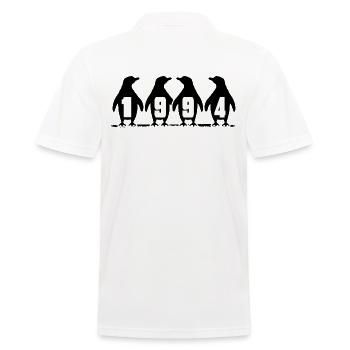 1994 Birthday Penguin Party Winter Swimmers - Men's Polo Shirt - white - Back - Kai (181cm)