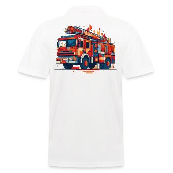 Polygon Feuerwehrauto mit Drehleiter Feuerwehr - Männer Poloshirt - Weiß - Hinten - Kai (181cm)
