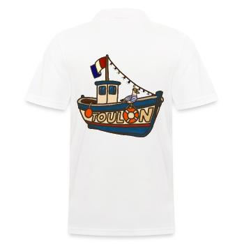 Bateau de pêche Toulon avec Goéland rigolo - Polo Homme - blanc - Dos - Kai (181cm)