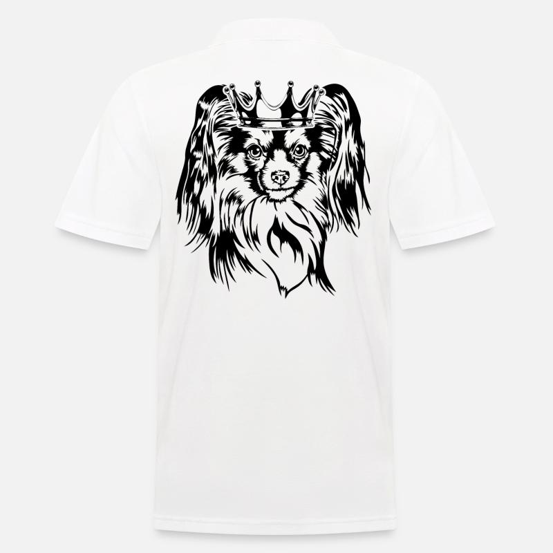 Papillon Krone Hund Hunde Wilsigns - Männer Poloshirt - Weiß