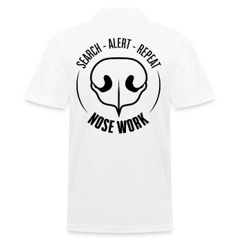 NOSE WORK Suchhund Nasenarbeit Hunde Hund - Männer Poloshirt - Weiß - Hinten - Kai (181cm)