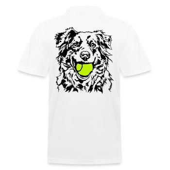 Australian Shepherd Ball Ball Junkie Dogs Wilsigns - Men's Polo Shirt - white - Back - Kai (181cm)