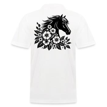 Tête de cheval avec des fleurs - Polo Homme - blanc - Dos - Kai (181cm)