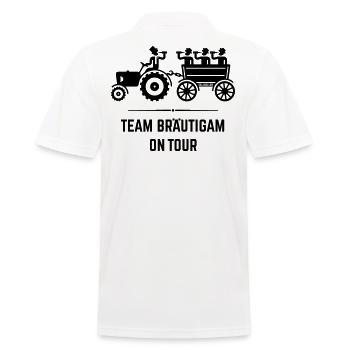 Team Bräutigam On Tour Mit Trecker (JGA / Black) - Männer Poloshirt - Weiß - Hinten - Kai (181cm)