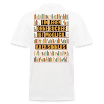 Leben Ohne Bücher Ist Möglich Aber Sinnlos POS 5C - Männer Poloshirt - Weiß - Hinten - Kai (181cm)