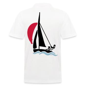 Jugend Segeljolle (420er 470er 505er) Segelboot - Männer Poloshirt - Weiß - Hinten - Kai (181cm)