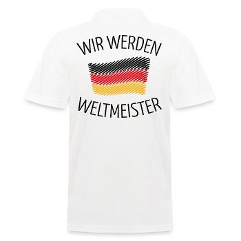 Wir Werden Weltmeister (Deutschlandflagge Skizze) - Männer Poloshirt - Weiß - Hinten - Kai (181cm)